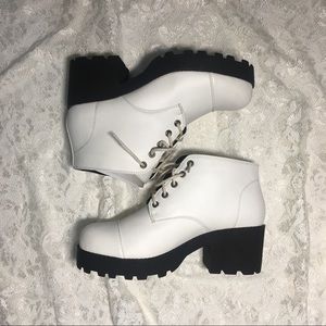 White platform/chunky chelsea boots